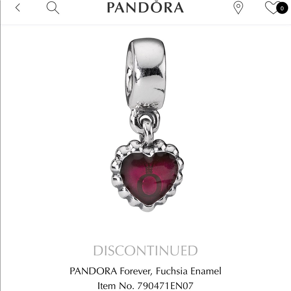 Retired PANDORA forever, fuchsia enamel charm